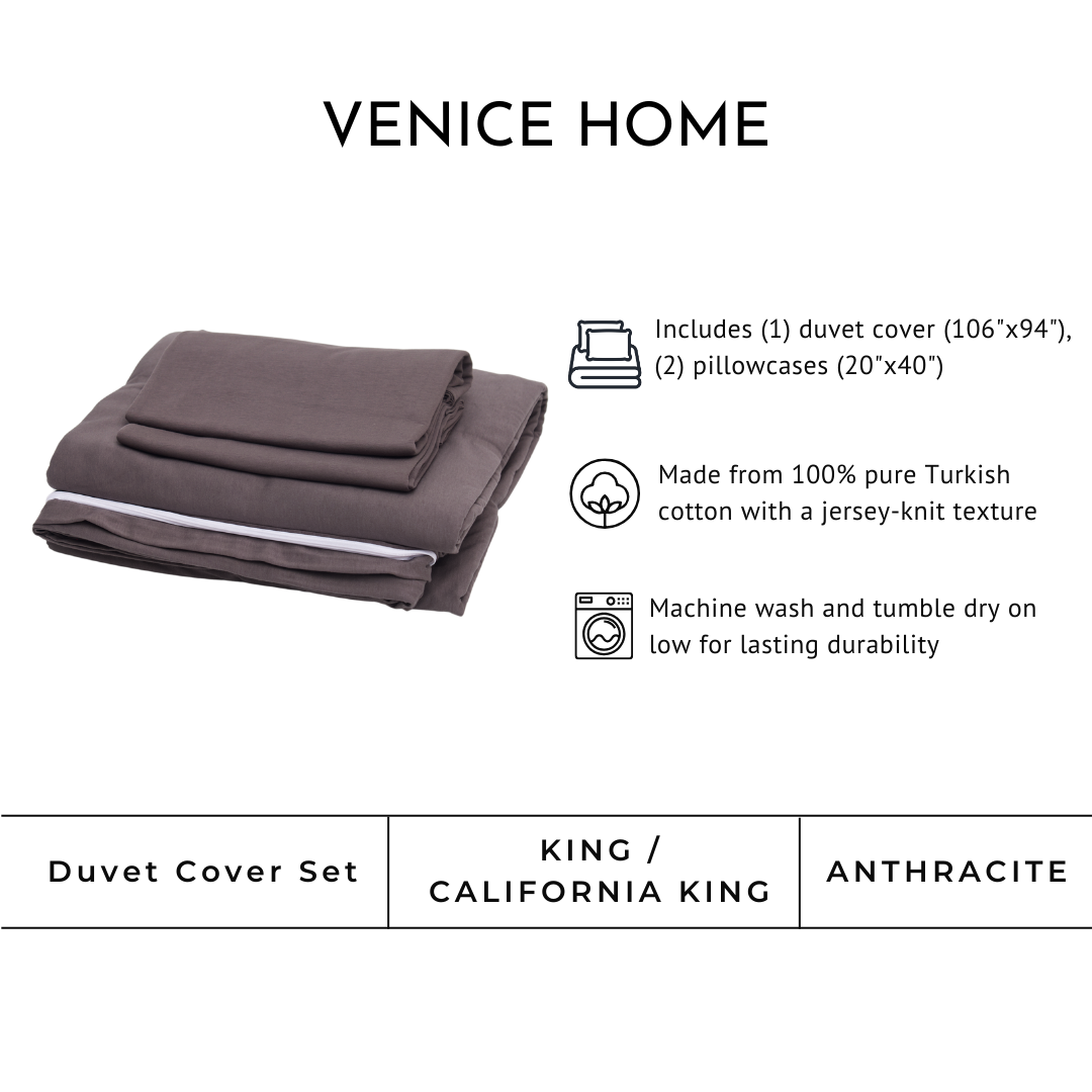 100% Cotton Jersey Duvet Cover Set - 3 Piece Set