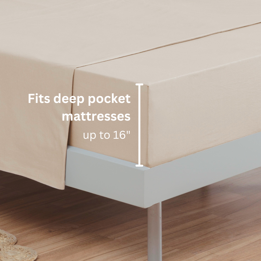 100% Cotton Jersey Bed Sheet Set - 4 Piece Set
