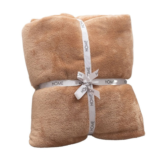 Brown Fleece Blanket in Package - Soft Cozy Fleece TV Bed Blanket Throw - Coffee Brown color