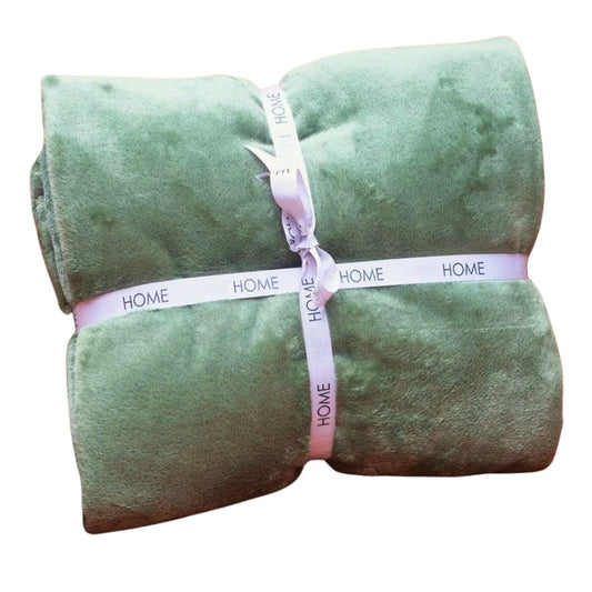 Green Fleece Blanket in Package - Soft Cozy Fleece TV Bed Blanket Throw - Soft Green color