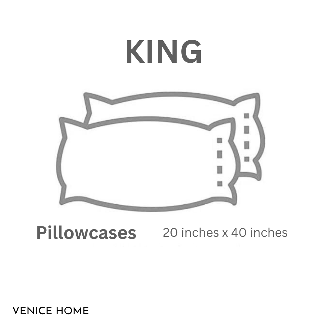 100% Cotton Jersey Knit King size Pillowcases size chart