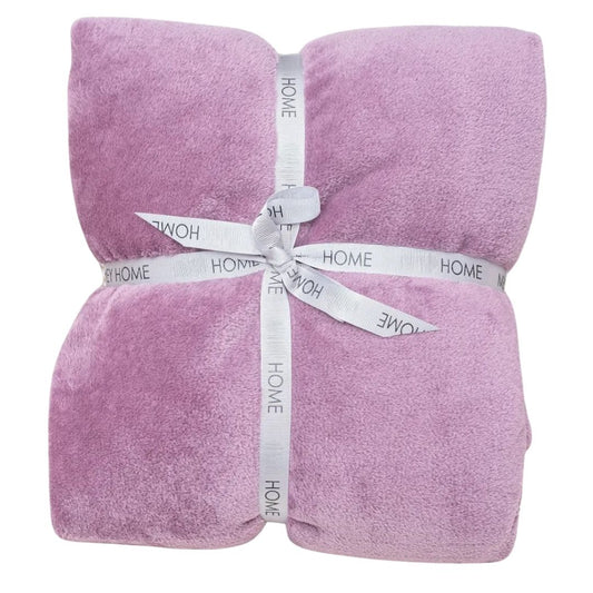Purple Fleece Blanket in Package - Soft Cozy Fleece TV Bed Blanket Throw - Soft Purple Mauve color