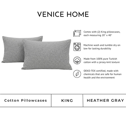 100% Cotton Jersey Pillowcase - 2 Pack