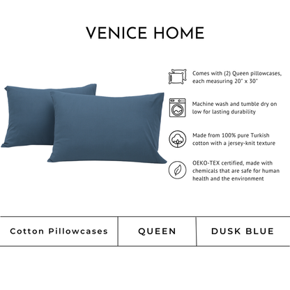 100% Cotton Jersey Pillowcase - 2 Pack