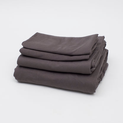 100% Cotton Anthracite (Black) Bed Sheet Set including Fitted Sheet, Flat Sheet, and Pillowcases