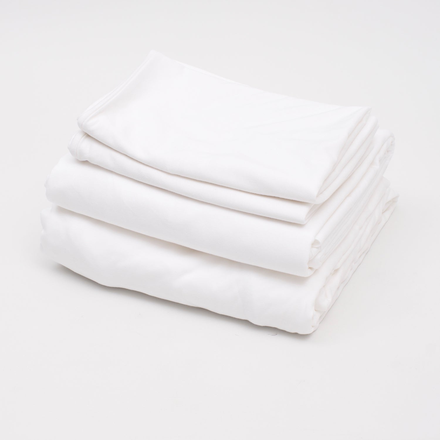 100% Cotton White Bed Sheet Set including Fitted Sheet, Flat Sheet, and Pillowcases