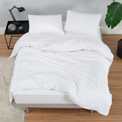 100% Cotton Duvet Cover Set Crisp White