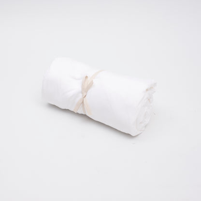 100% Cotton Jersey Knit White Fitted Bed Sheet in rolled package